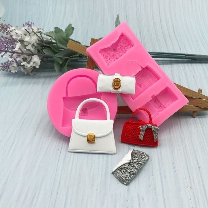 Mini Luxury Handbag Silicone Mold Fondant Chocolate Cake Decor Resin Keychain Plaster Casting Mold