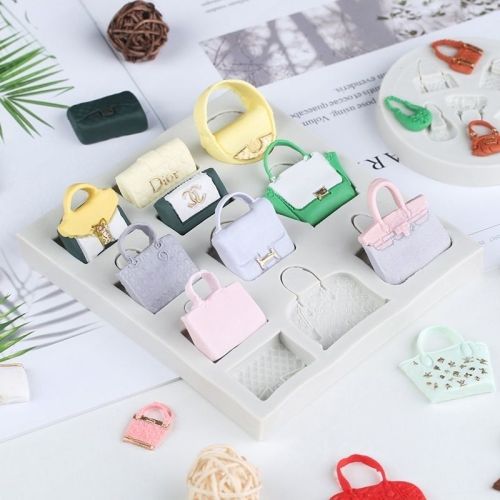 Mini Luxury Handbag Silicone Mold Fondant Chocolate Cake Decor Resin Keychain Plaster Casting Mold