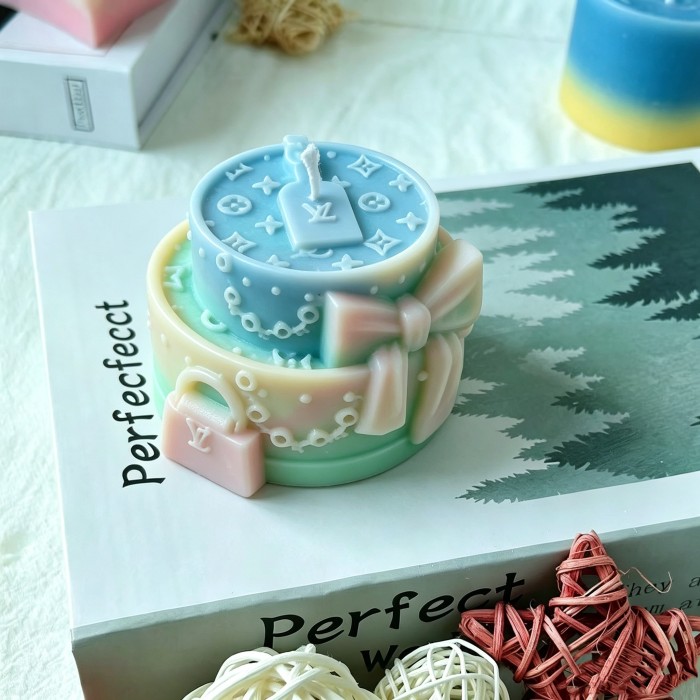 Designer Brand cake silicone mold, cake gift box casting mould, candle soap resin making mold, diy craft supplies, women holiday gift