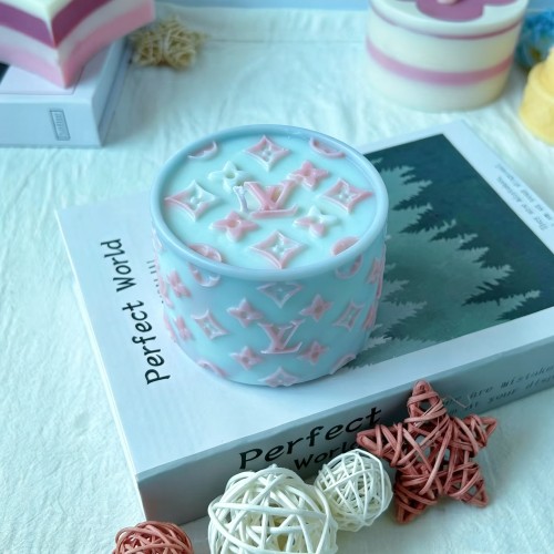 Cylindrical Designer Brand Embossed Pattern Silicone Casting Mold Round Cylinder Mould For Scented Candle Handmade Soap Ice Cube Epoxy Resin DIY Craft Supplies Home Decor Valentine Holiday Gift For Women