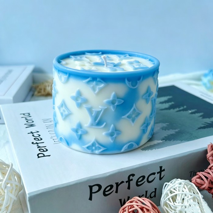 Cylindrical Designer Brand Embossed Pattern Silicone Casting Mold Round Cylinder Mould For Scented Candle Handmade Soap Ice Cube Epoxy Resin DIY Craft Supplies Home Decor Valentine Holiday Gift For Women