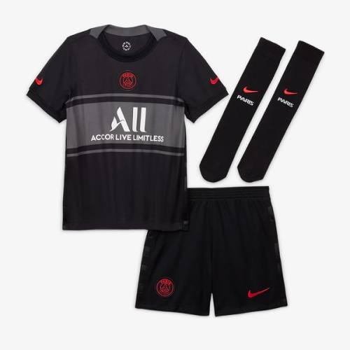 Nike Paris-Saint Germain 21/22 Little Kids Third Kit - Black/Dark Grey/White/Siren Red