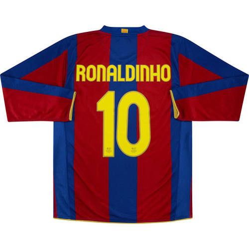 Barcelona 2007/2008 Ronaldinho LS Home Retro Jersey