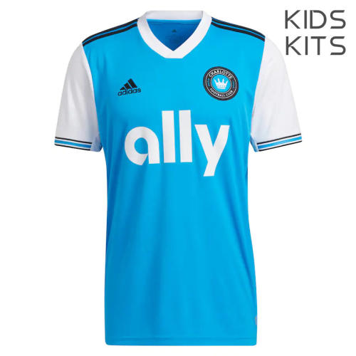 Kids Charlotte FC 2022 Primary Jersey and Short Kit