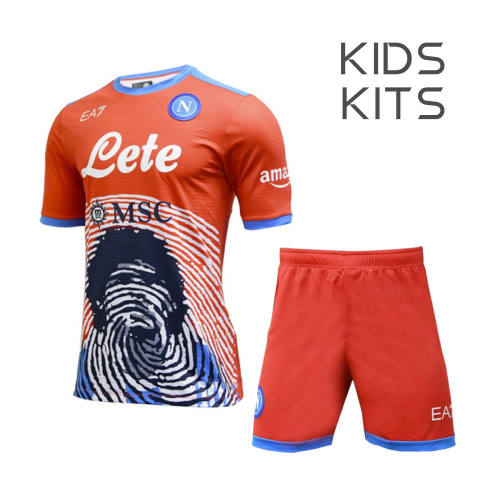 Kids SSC Napoli 21/22 Maradona Jersey and Short Kit