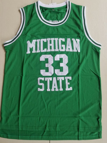 Magic Johnson 33 Michigan State College Green Basketball Jersey