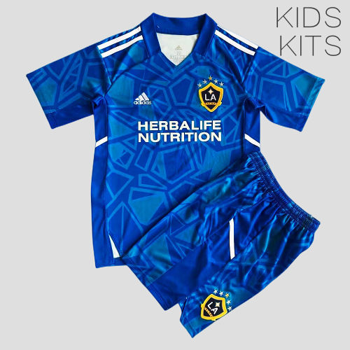 Kids LA Galaxy 2022 Goalkeeper Jersey and Short Kit