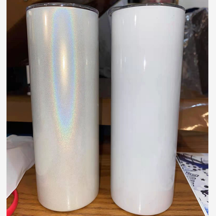 RTS USA Warehouse 20oz Holographic/Shimmer Sublimation Straight Skinny tumbler with Plastic Straw