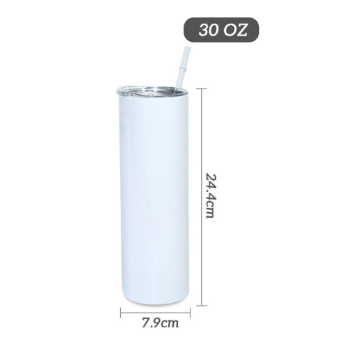 RTS USA Warehouse 30oz sublimation straight skinny tumbler with plastic straw