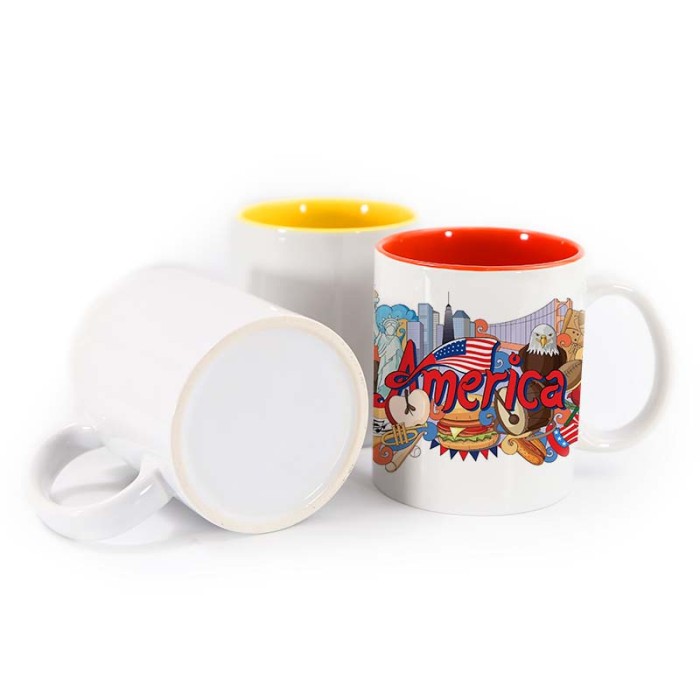 Clearance Sale USA warehouse 11oz sublimation ceramic coffee mug with colorful inside