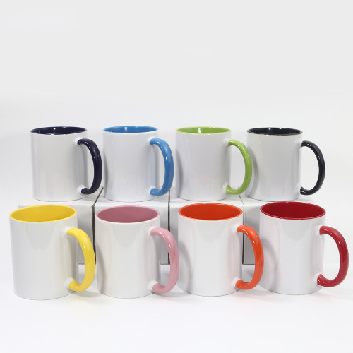 RTS USA warehouse 11oz sublimation ceramic coffee mug with colorful inside and handle