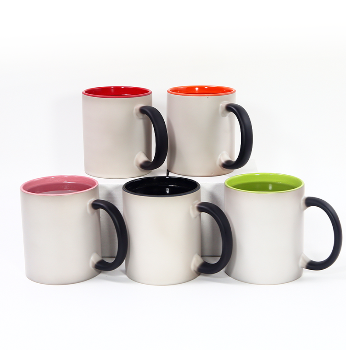 Clearance Sale USA warehouse color changing 11oz sublimation ceramic coffee mug with colorful inside