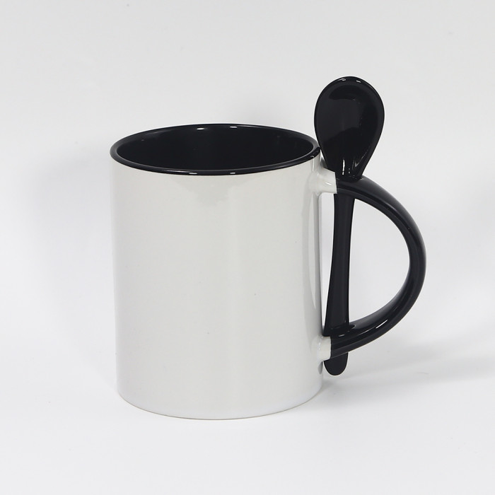 Clearance Sale USA warehouse 11oz sublimation ceramic coffee mug with spoon