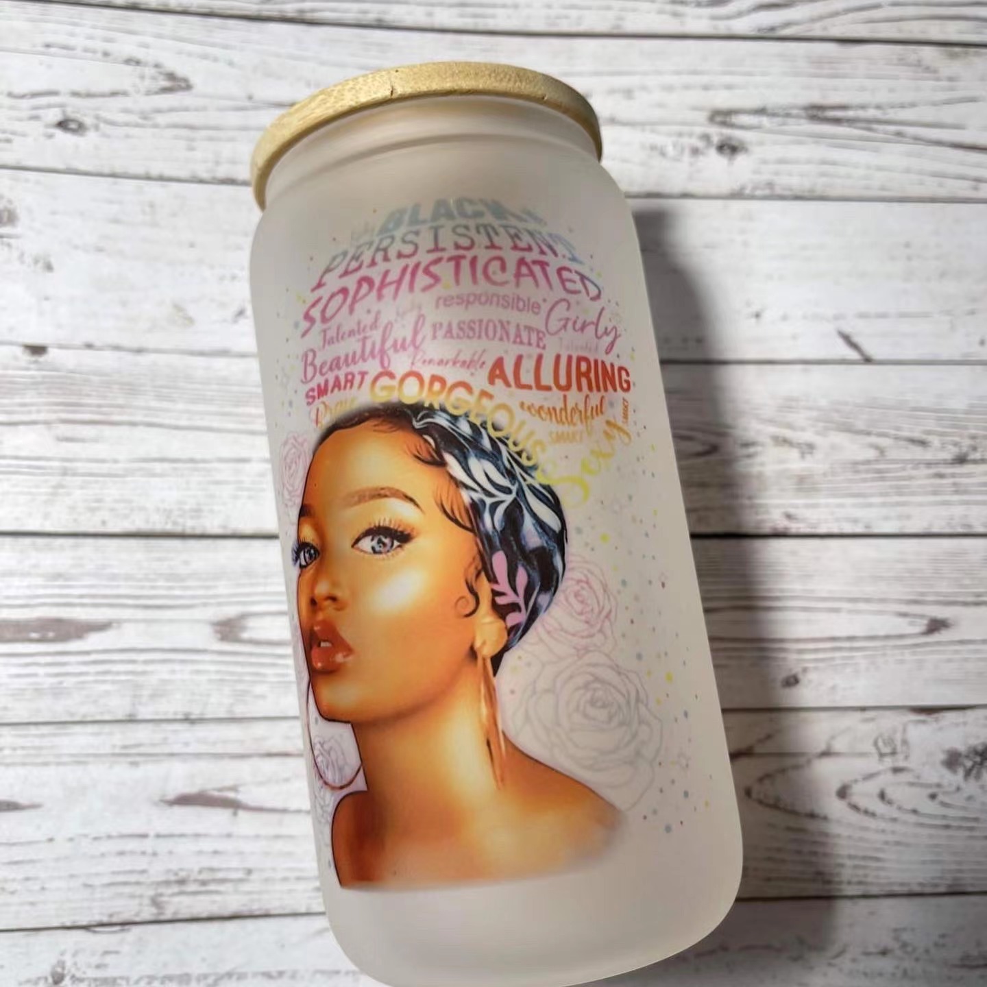 RTS 16oz Sublimation Ready Glass Can tumblers with bamboo lid and plas
