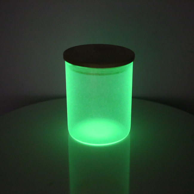 RTS USA warehouse glow in the dark 10oz frosted sublimation straight candle jar