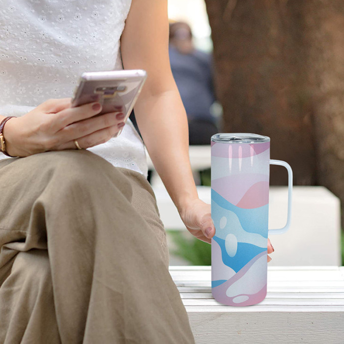 US$ 143.78 - RTS in USA warehouse 20oz sublimation blanks straight skinny  tumblers with handle 