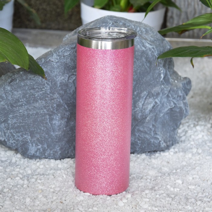 RTS in USA warehouse 20oz glitter sublimation blanks straight skinny tumblers with plastic straw