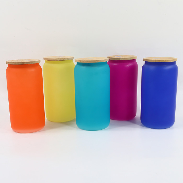 Clearance Sale for US Warehouse cold color changing 16oz frosted sublimation glass Cup mix color