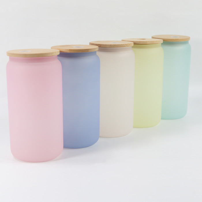 Clearance Sale for US Warehouse cold color changing 16oz frosted sublimation glass Cup mix color