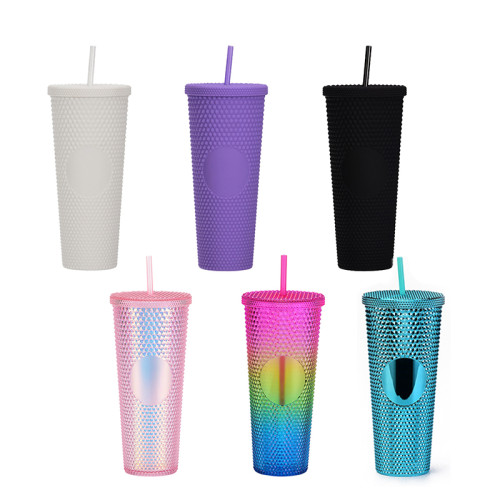 RTS USA warehosue BPA Free plastic 24oz Double Layer Studded Cups