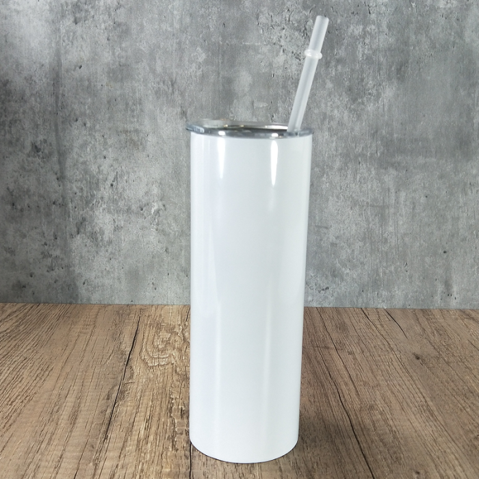 RTS US warehouse Flat bottom 20oz/30oz sublimation blanks straight skinny tumblers with plastic straw