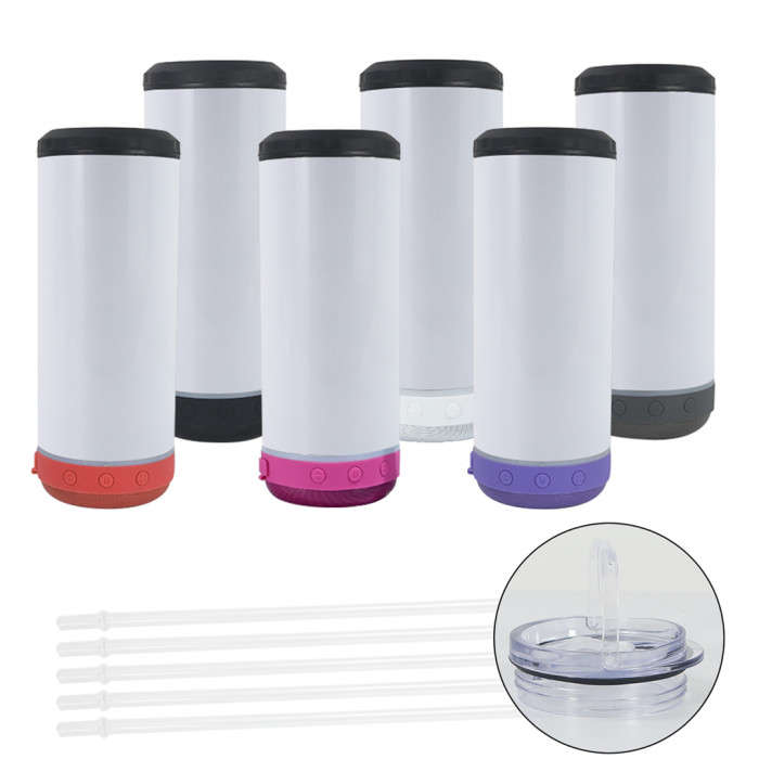 16oz 2 lids sublimation 4 in 1 can cooler