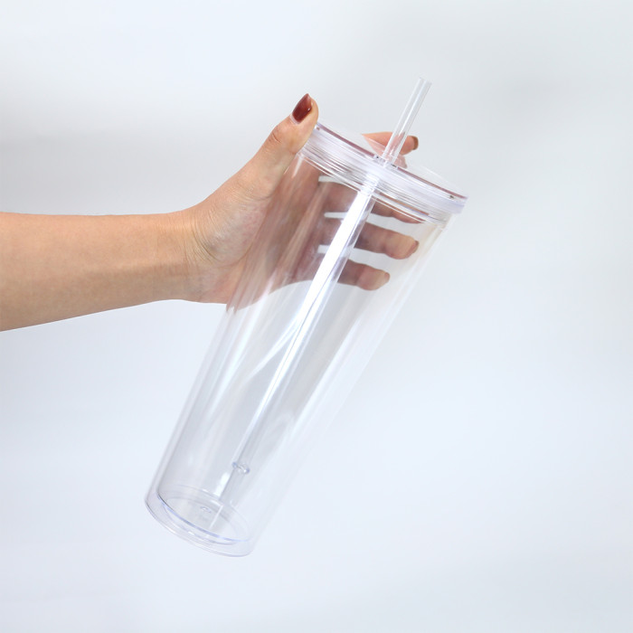RTS USA warehosue BPA Free Double Wall 24oz Clear Plastic Cups