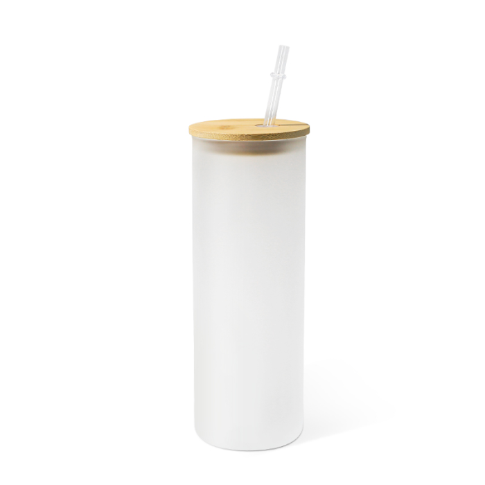 15 oz. Sublimation Colored Glass Skinny Tumbler with Straw