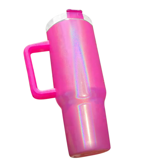 Chinese Warehouse 40OZ shimmer/holographic sublimation blanks tumblers with handle