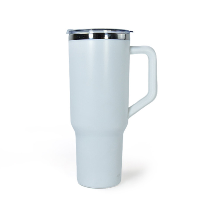 Chinese warehouse 40OZ tumbler with handle,outside plastic, inside 304 stainless steel(Not for sublimation)