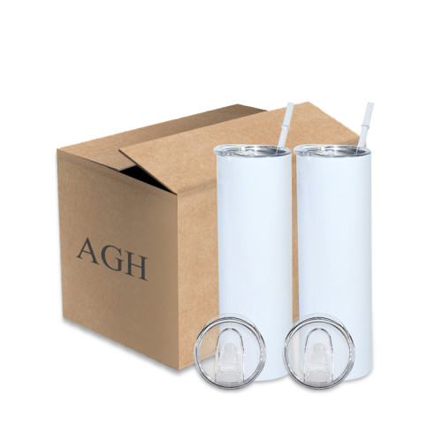 Chinese warehouse Wholesale big quantity 20oz sublimation blanks straight skinny tumblers with plastic straw