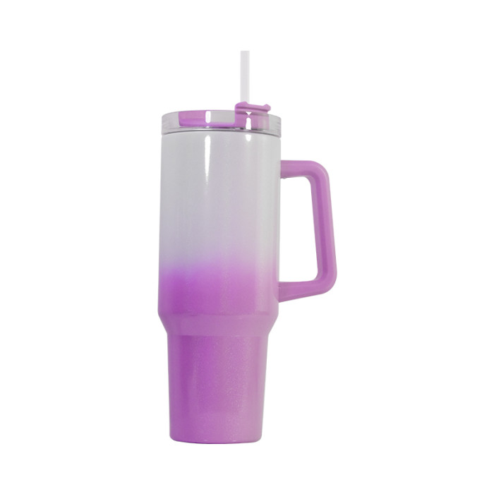 Chinese Warehouse 40OZ gradual change shimmer sublimation  tumbler with handle