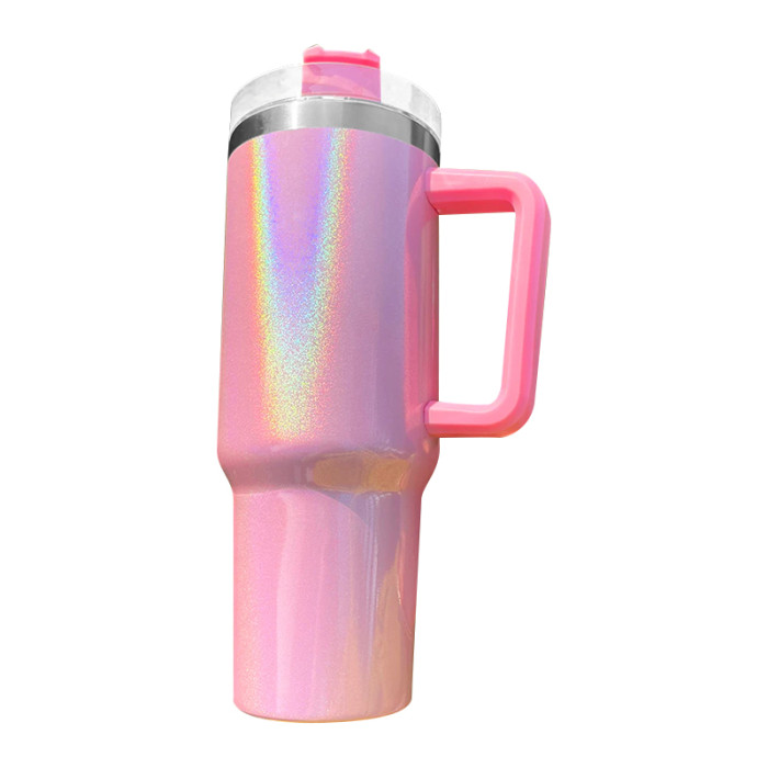 RTS USA Warehouse 40OZ shimmer/holographic sublimation blanks tumblers with handle