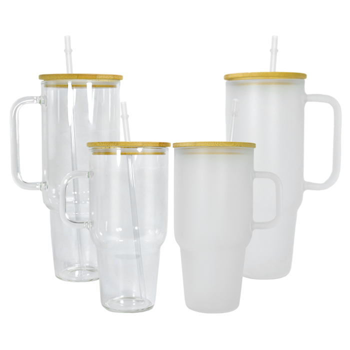 RTS USA warehosue 32oz/40oz clear/frosted sublimation glass tumblers with handle