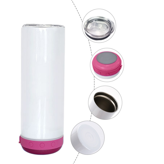 RTS USA Warehouse 20oz Sublimation Straight Tumbler with Pink Speaker