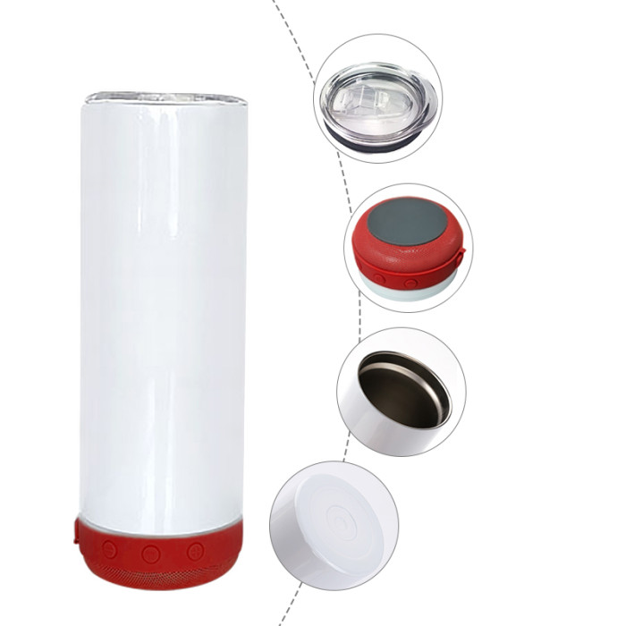 RTS USA Warehouse 20oz Sublimation Straight Tumbler with Red Speaker