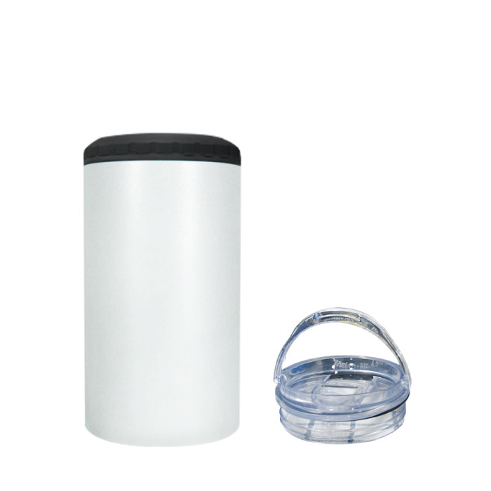 RTS USA Warehouse 16oz 4 in 1 sublimation straight can cooler with dual lids and plastic straw