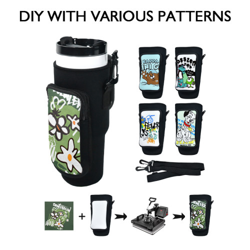 China Warehouse Sublimation Neoprene 40oz tumblers holder bag with a pouch