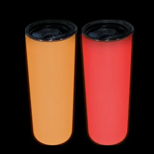 RTS USA Warehouse White to red/orange Glow In The Dark 20oz Sublimation Straight Skinny Tumbler