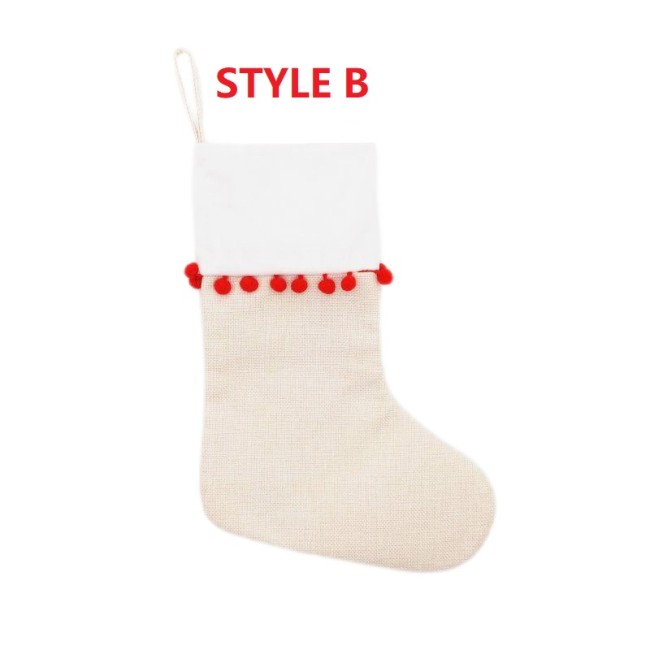 China Warehouse Flax Sublimation Blanks Christmas stocking
