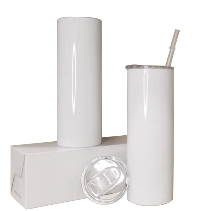 US$ 76.00 - RTS US warehouse 20oz sublimation blanks straight skinny  tumblers with plastic straw 