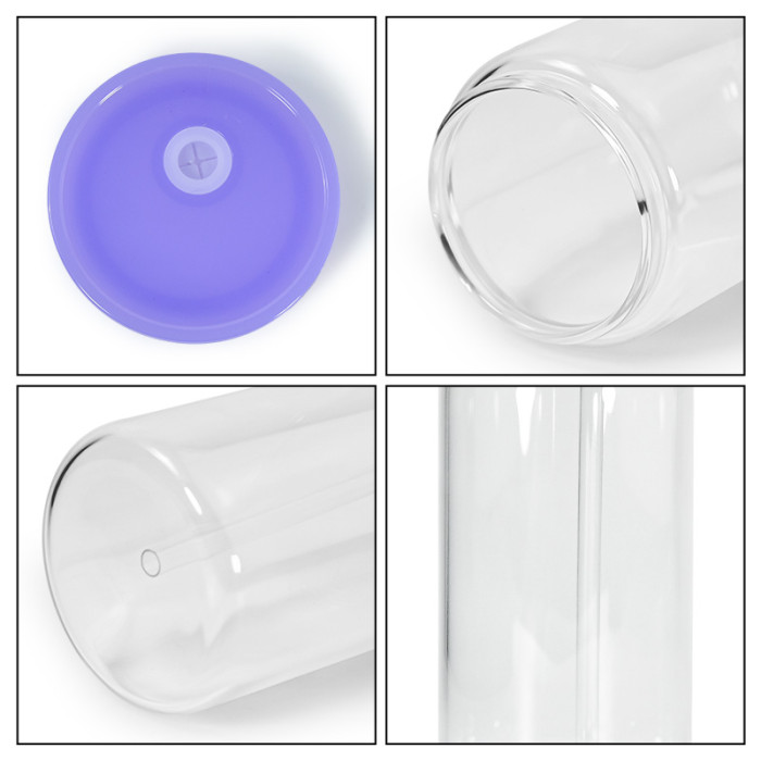 RTS US warehouse 16oz clear sublimation glass cups with colorful plastic lids
