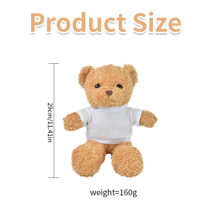RTS US Warehouse Teddy Bear Doll with white sublimation shirt