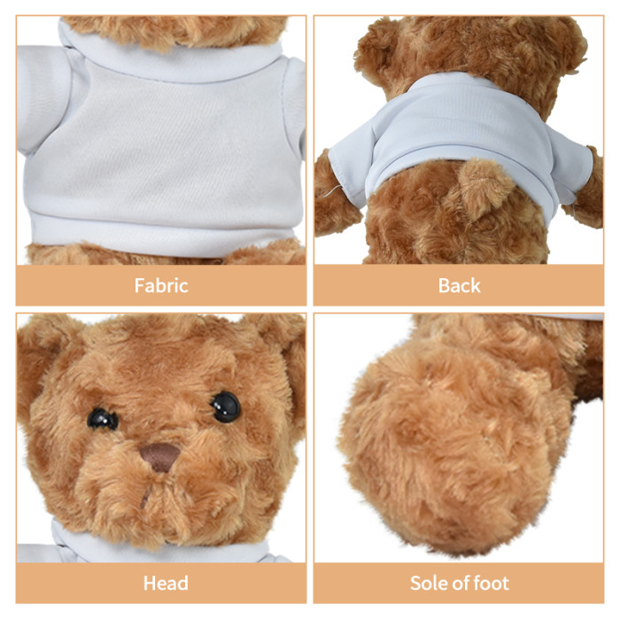 RTS US Warehouse Teddy Bear Doll with white sublimation shirt