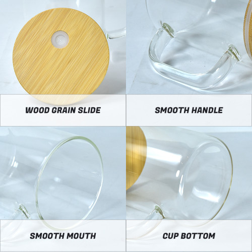 RTS US warehouse 17oz sublimation clear glass cups with bamboo lid
