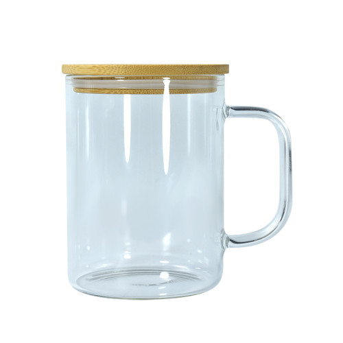 RTS US warehouse 17oz sublimation clear glass cups with bamboo lid