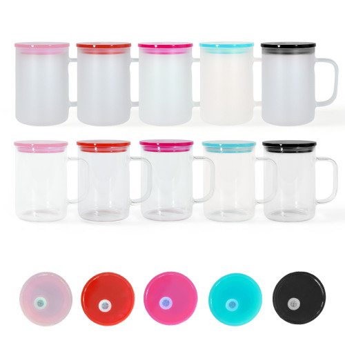 RTS US warehouse 17oz clear/frosted sublimation glass cups with colored lid