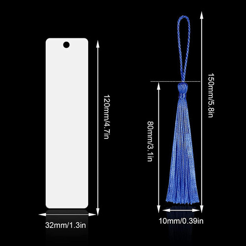 China warehosue Aluminum Sublimation Bookmarks with tassels