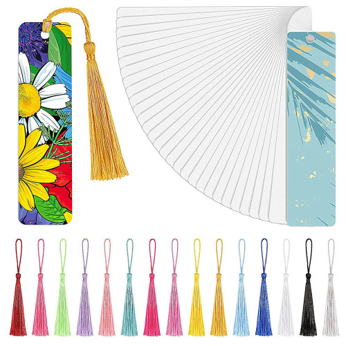 China warehosue Aluminum Sublimation Bookmarks with tassels