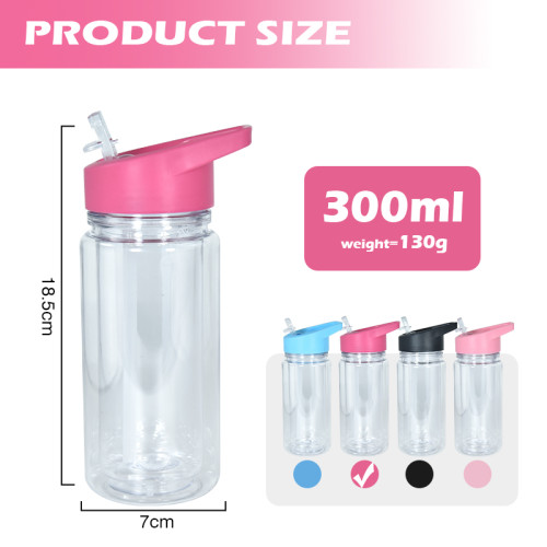 RTS US warehosue Plastic 10oz Snow Globe Kids Bottle with plug,BPA FREE
